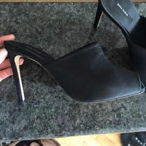 Zara black satin mules